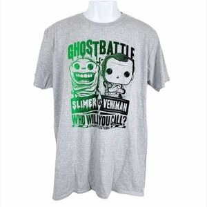 Ghostbusters Shirt Adult Large Gray Green Funko Pop Tees Graphic Slimer Venkman